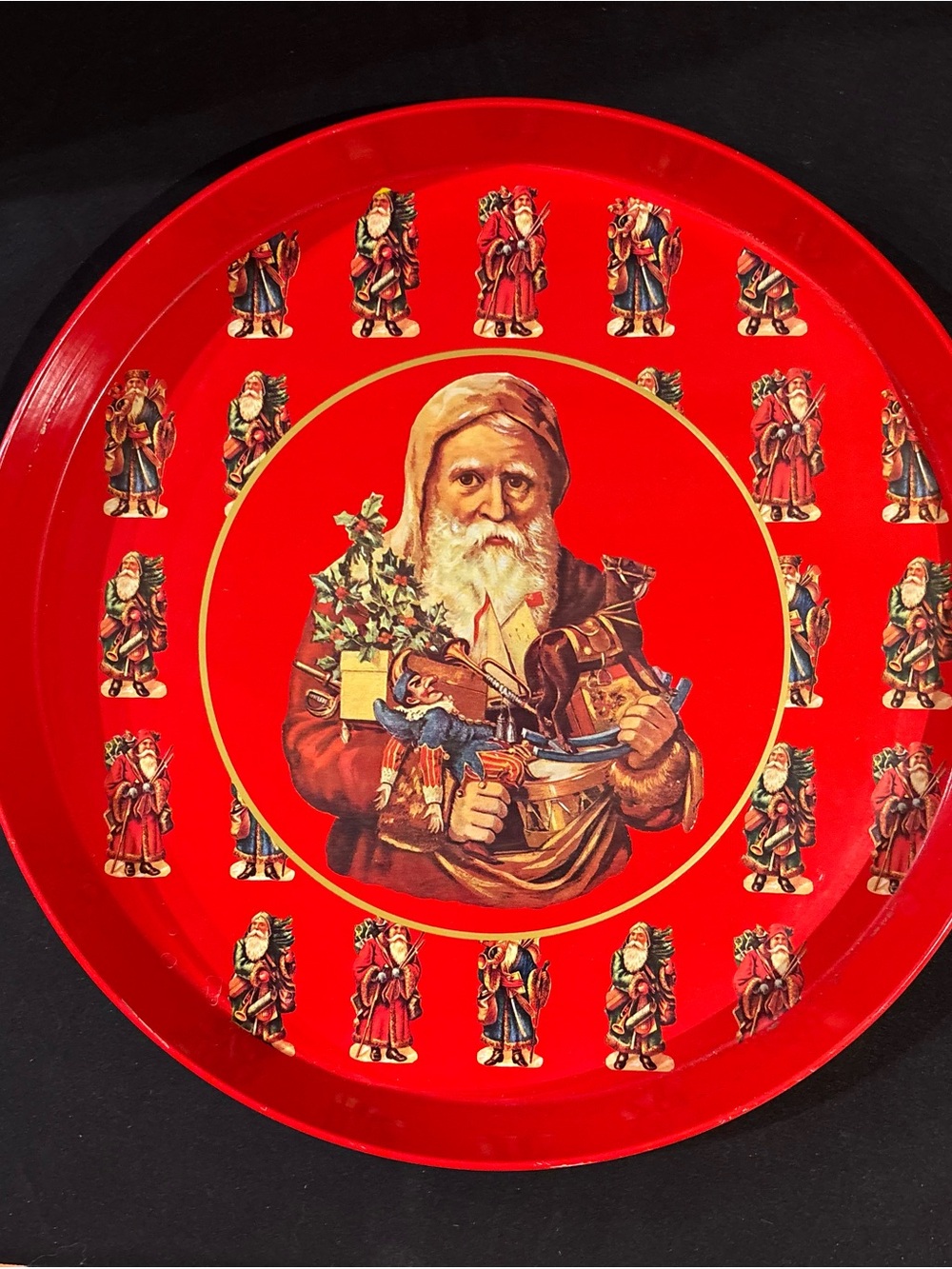 Silvestri vintage Red Santa Christmas Serving Tray 11.5”